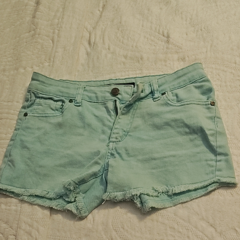 Girls Light Aqua Blue Denim Shorts